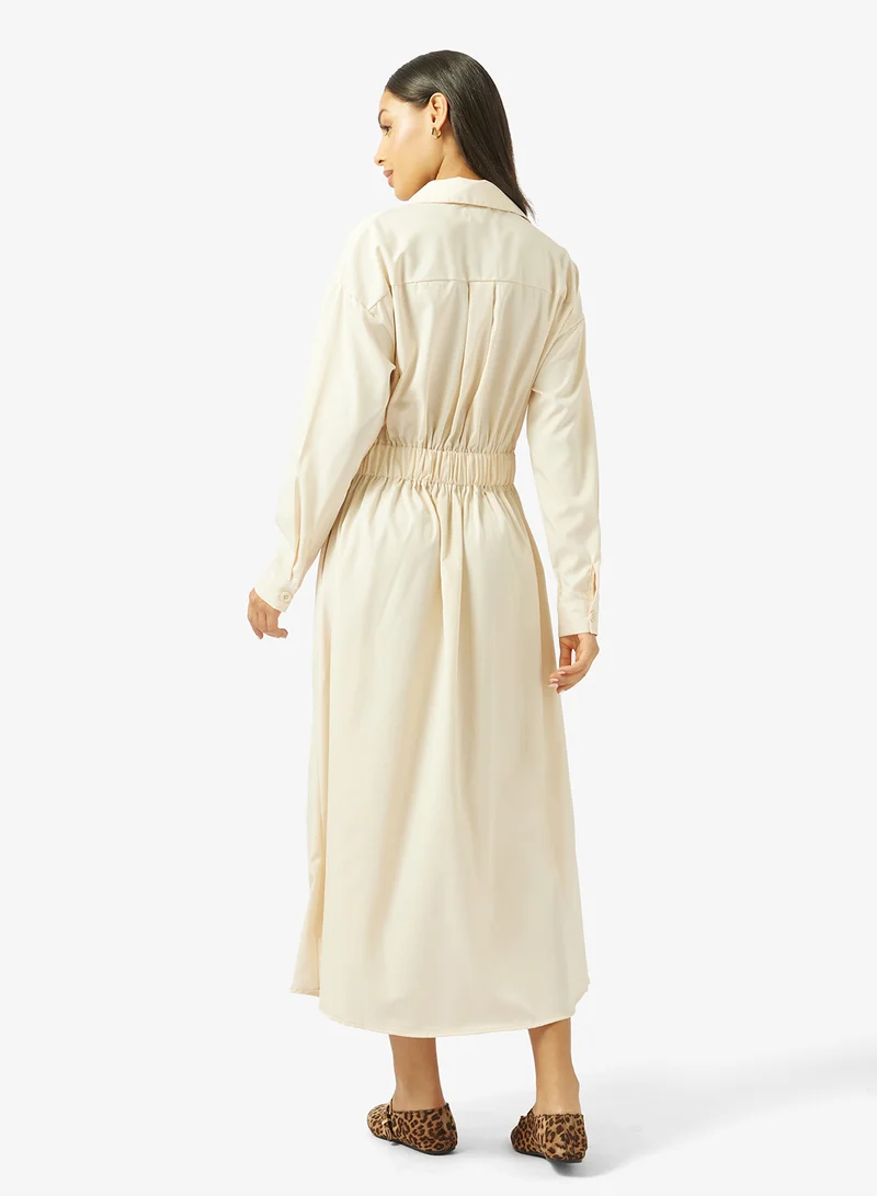 Ginger Collared A Line Midi Dress